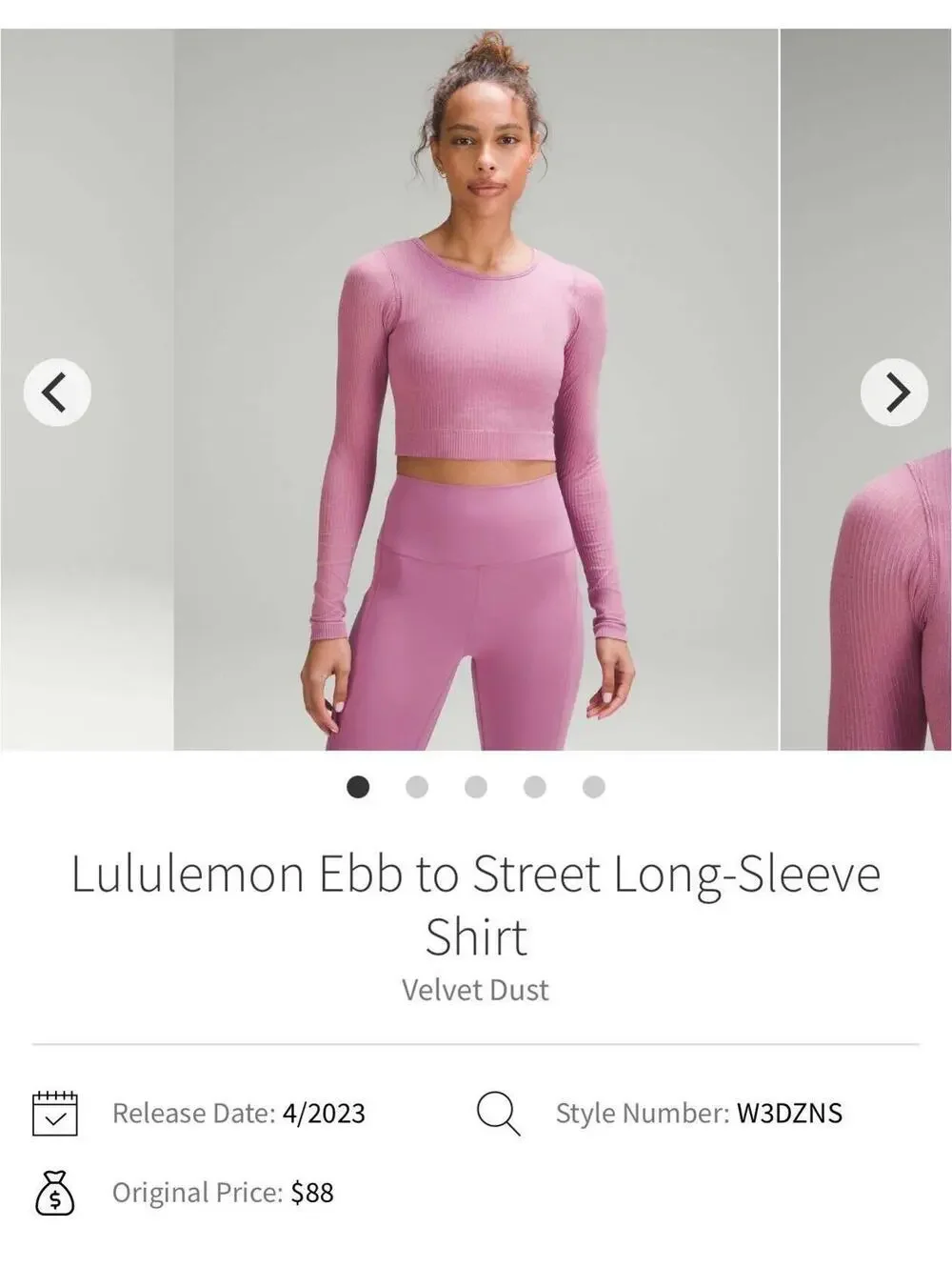 Lululemon Ebb to Street Long-Sleeve Shirt Velvet Dust Pink size 6. $88 retail.